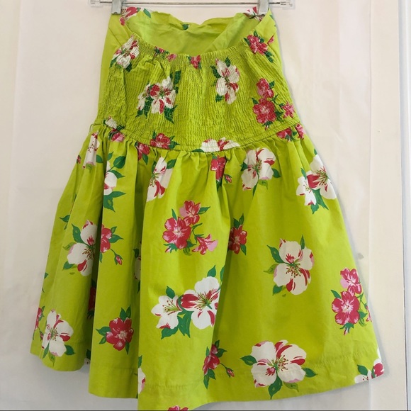 Hollister Strapless Mini Dress Floral Skater Neon - Picture 7 of 8